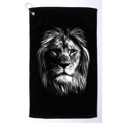 Lion Head With Blue Eyes For Lovers Lions King Of Animals Golf Towel