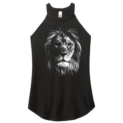 Lion Head With Blue Eyes For Lovers Lions King Of Animals Women’s Perfect Tri Rocker Tank