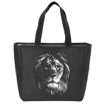 Lion Head With Blue Eyes For Lovers Lions King Of Animals Zip Tote Bag