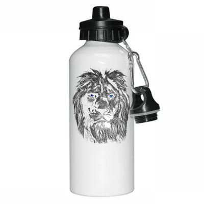 Lion Head With Blue Eyes For Lovers Lions King Of Animals Aluminum Water Bottle 