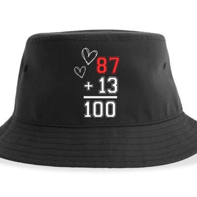 Loving Him Was Red Football Number 87 Plus 13 Equals 100 Sustainable Bucket Hat