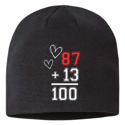 Loving Him Was Red Football Number 87 Plus 13 Equals 100 Sustainable Beanie