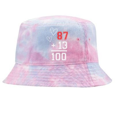 Loving Him Was Red Football Number 87 Plus 13 Equals 100 Tie-Dyed Bucket Hat