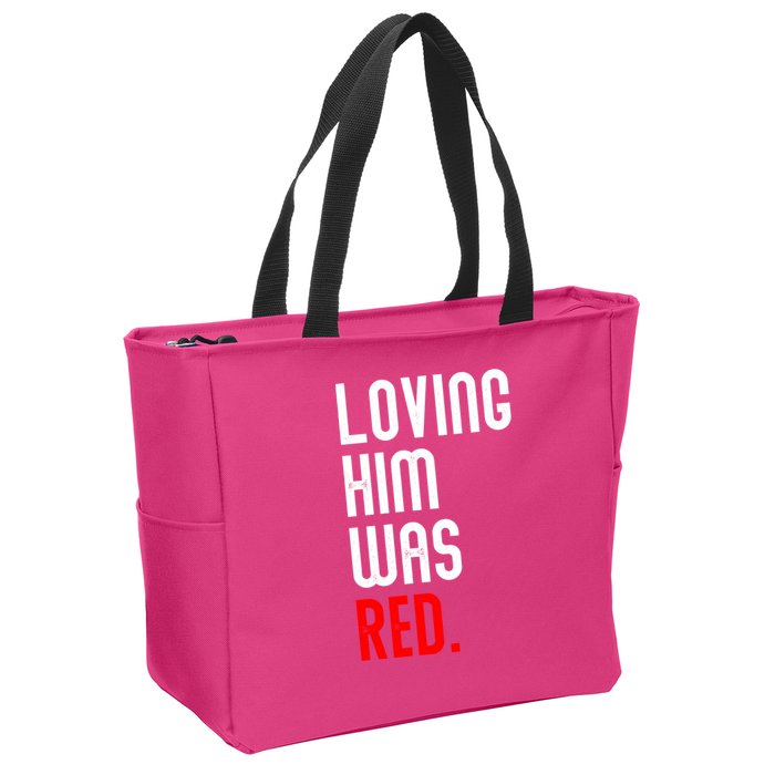 Loving Him Was Red Zip Tote Bag