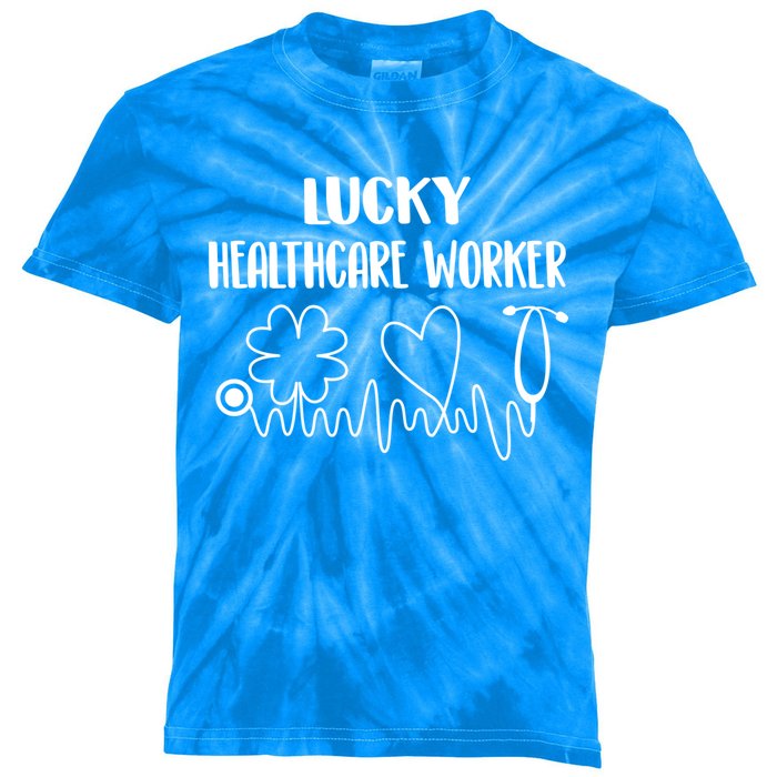 Lucky Healthcare Worker For Nurse On St Patrick's Day Cute Gift Kids Tie-Dye T-Shirt