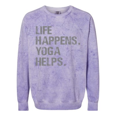 Life Happens Yoga Helps Colorblast Crewneck Sweatshirt