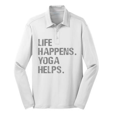 Life Happens Yoga Helps Silk Touch Performance Long Sleeve Polo