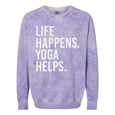 Life Happens Yoga Helps Colorblast Crewneck Sweatshirt