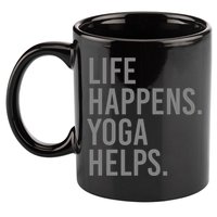 Life Happens Yoga Helps Gift 11oz C Handle Ceramic Mug