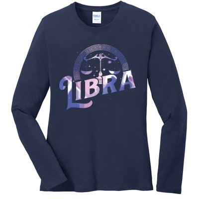 Libra Horoscope Zodiac Sign Astrology Symbol Ladies Long Sleeve Shirt