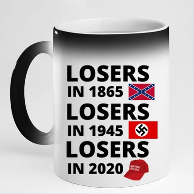 Losers In 1865, Losers In 1945, Losers In 2020 Funny Political 11oz Black Color Changing Mug