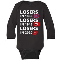 Losers In 1865, Losers In 1945, Losers In 2020 Funny Political Baby Long Sleeve Bodysuit