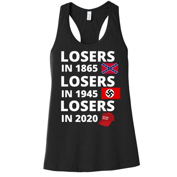 Losers In 1865, Losers In 1945, Losers In 2020 Funny Political Women's Racerback Tank