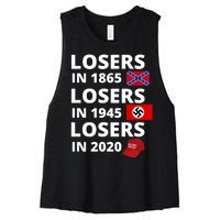 Losers In 1865, Losers In 1945, Losers In 2020 Funny Political Women's Racerback Cropped Tank