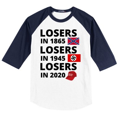 Losers In 1865, Losers In 1945, Losers In 2020 Funny Political Baseball Sleeve Shirt