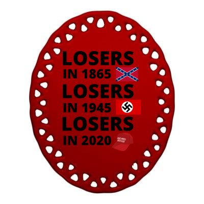 Losers In 1865, Losers In 1945, Losers In 2020 Funny Political Ceramic Oval Ornament