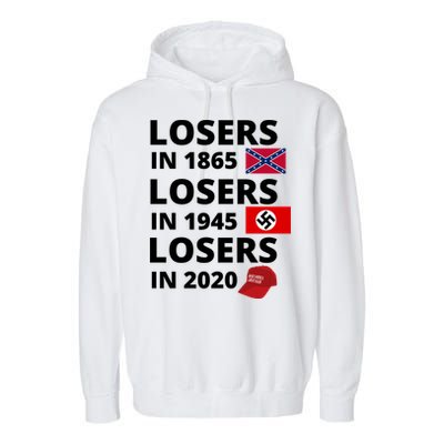 Losers In 1865, Losers In 1945, Losers In 2020 Funny Political Garment-Dyed Fleece Hoodie