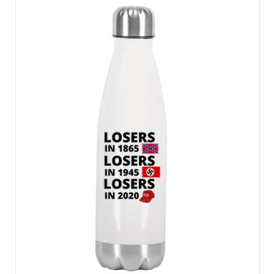 Losers In 1865, Losers In 1945, Losers In 2020 Funny Political Stainless Steel Insulated Water Bottle