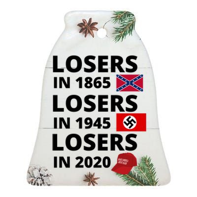 Losers In 1865, Losers In 1945, Losers In 2020 Funny Political Ceramic Bell Ornament