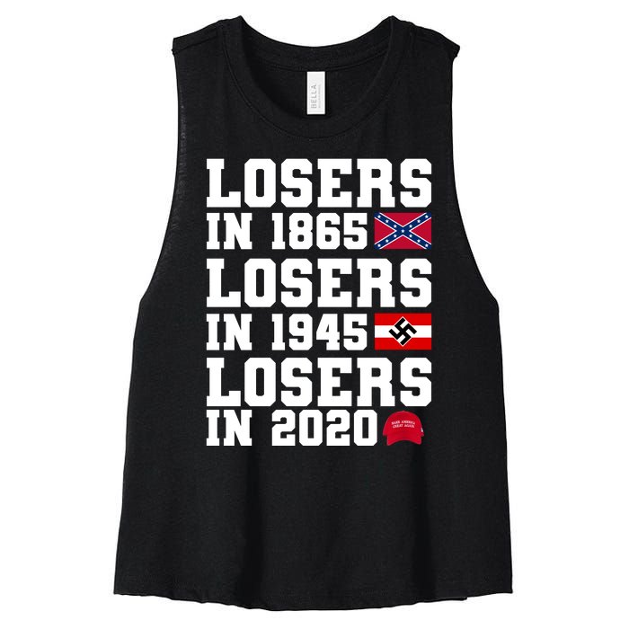 Losers In 1865 Losers In 1945 Losers In 2020 Women's Racerback Cropped Tank