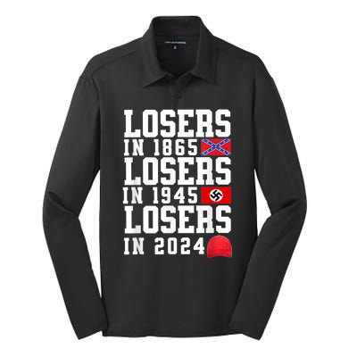 Losers In 1865 Losers In 1945 Losers In 2024 Silk Touch Performance Long Sleeve Polo