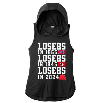 Losers In 1865 Losers In 1945 Losers In 2024 Ladies PosiCharge Tri-Blend Wicking Draft Hoodie Tank