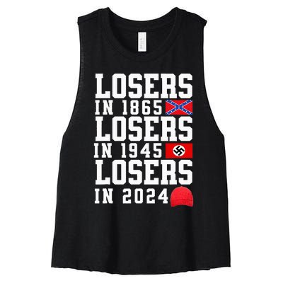 Losers In 1865 Losers In 1945 Losers In 2024 Women's Racerback Cropped Tank