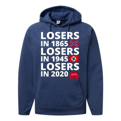 Losers In 1865 Losers In 1945 Losers In 2020 Performance Fleece Hoodie