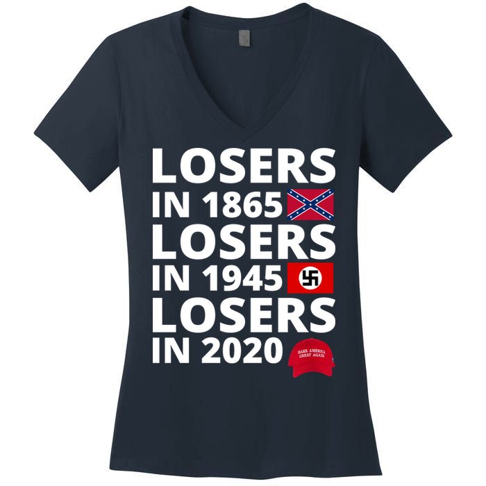Losers In 1865 Losers In 1945 Losers In 2020 Women's V-Neck T-Shirt