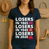 Losers In 1865 Losers In 1945 Losers In 2020 Women's V-Neck T-Shirt