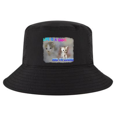 Life Is A Game And IM Losing Cat & Funny Relatable Cat Meme Cool Comfort Performance Bucket Hat