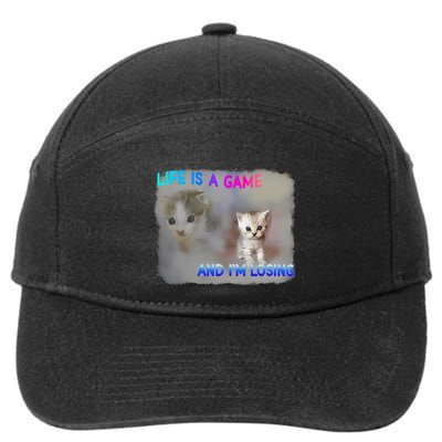 Life Is A Game And IM Losing Cat & Funny Relatable Cat Meme 7-Panel Snapback Hat