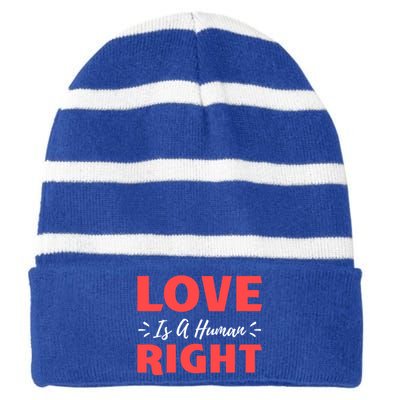 Love Is A Hu Right Gift Striped Beanie with Solid Band