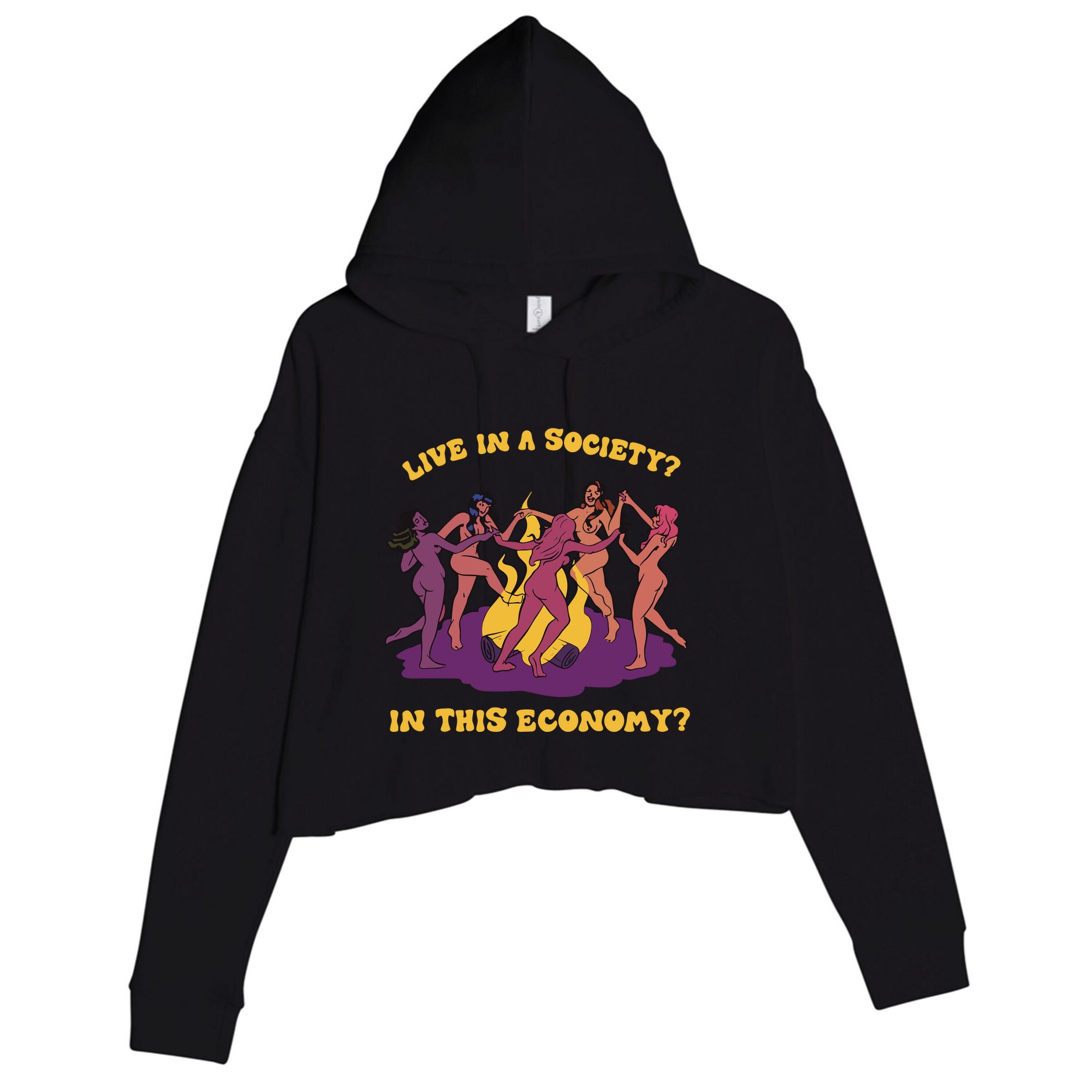Live In A Society In This Economy Crop Fleece Hoodie