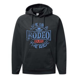 Life Is A Rodeo Bull Fighter Cowboy Performance Fleece Hoodie