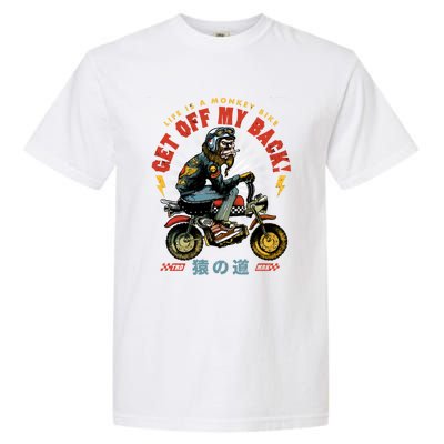 Life Is A Monkey Bike Get Off My Back Cartoon Great Gift Garment-Dyed Heavyweight T-Shirt