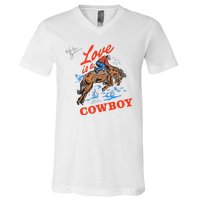 Love Is A Cowboy Tee Gift Love V-Neck T-Shirt