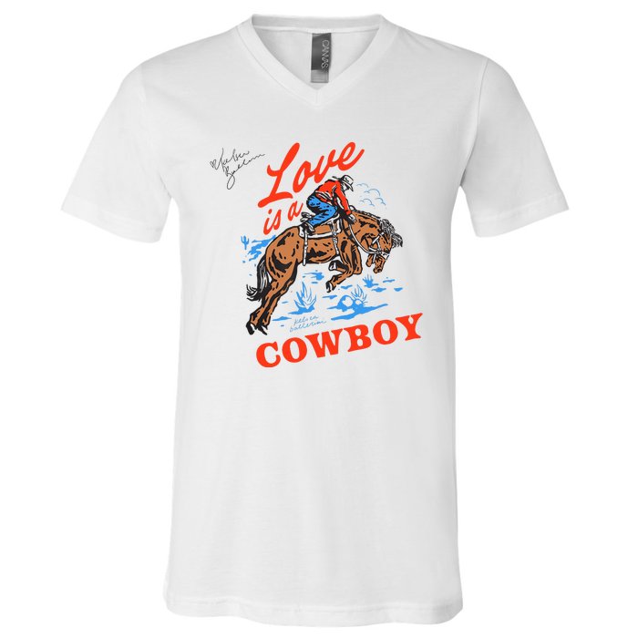 Love Is A Cowboy Tee Gift Love V-Neck T-Shirt