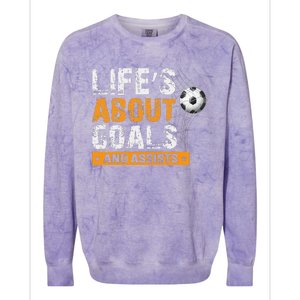 Life Is About Goals And Assists Soccer Player Sports Futbol Colorblast Crewneck Sweatshirt