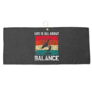 Life Is All About Balance Hydrofoil Foiling Surfing Lover Large Microfiber Waffle Golf Towel