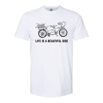 Life Is A Beautiful Ride, Text Design With Tandem Bicycle Softstyle® CVC T-Shirt