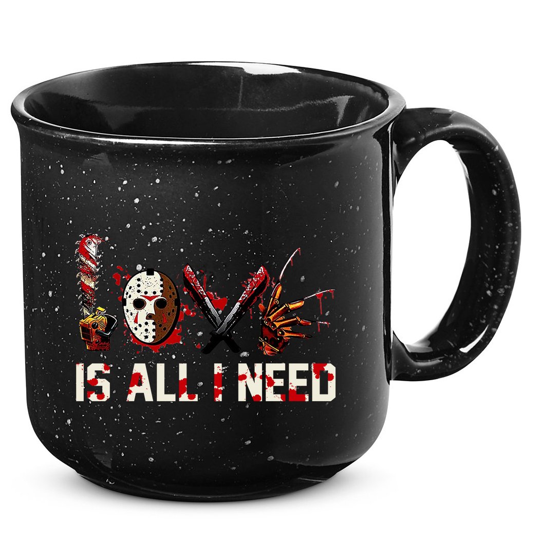 Love Is All I Need Halloween Horror 15oz Campfire Ceramic Mug