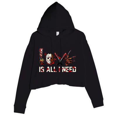 Love Is All I Need Halloween Horror Crop Fleece Hoodie