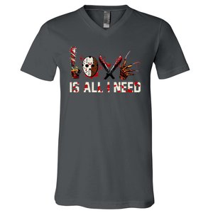 Love Is All I Need Halloween Horror V-Neck T-Shirt