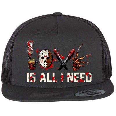 Love Is All I Need Halloween Horror Flat Bill Trucker Hat