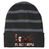 Love Is All I Need Halloween Horror Striped Beanie with Solid Band