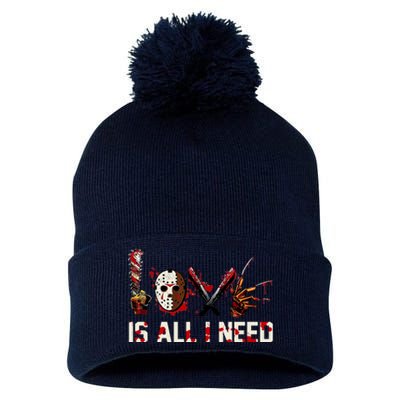 Love Is All I Need Halloween Horror Pom Pom 12in Knit Beanie