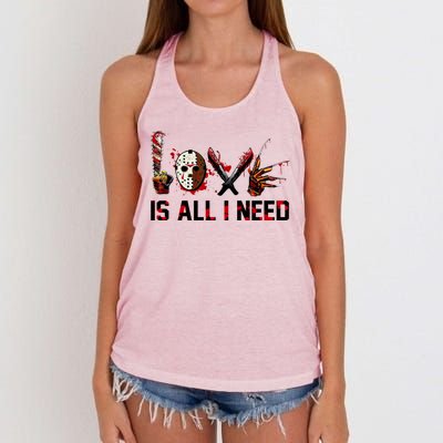 Love Is All I Need Halloween Horror Women's Knotted Racerback Tank