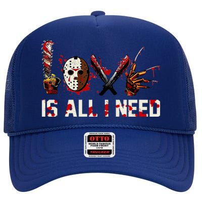 Love Is All I Need Halloween Horror High Crown Mesh Back Trucker Hat