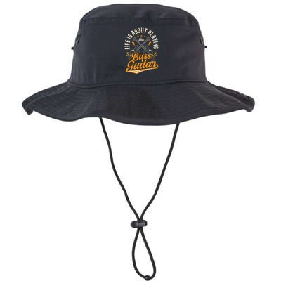 Life Is About Playing The Bass Guitar Musician Band Music Bucket Hat
